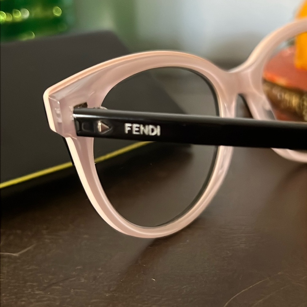 Fendi FF0254 Black and Light Peachy Pink Eyeglasses Frames - Picture 4 of 7